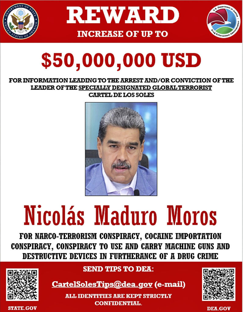Maduro, el más buscado por EEUU: «Uno de los narcos más grandes del mundo»