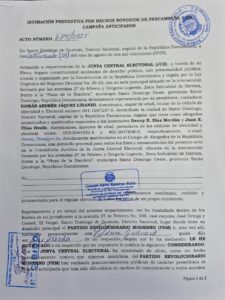 JCE notifica al PRM por proselitismo a destiempo 